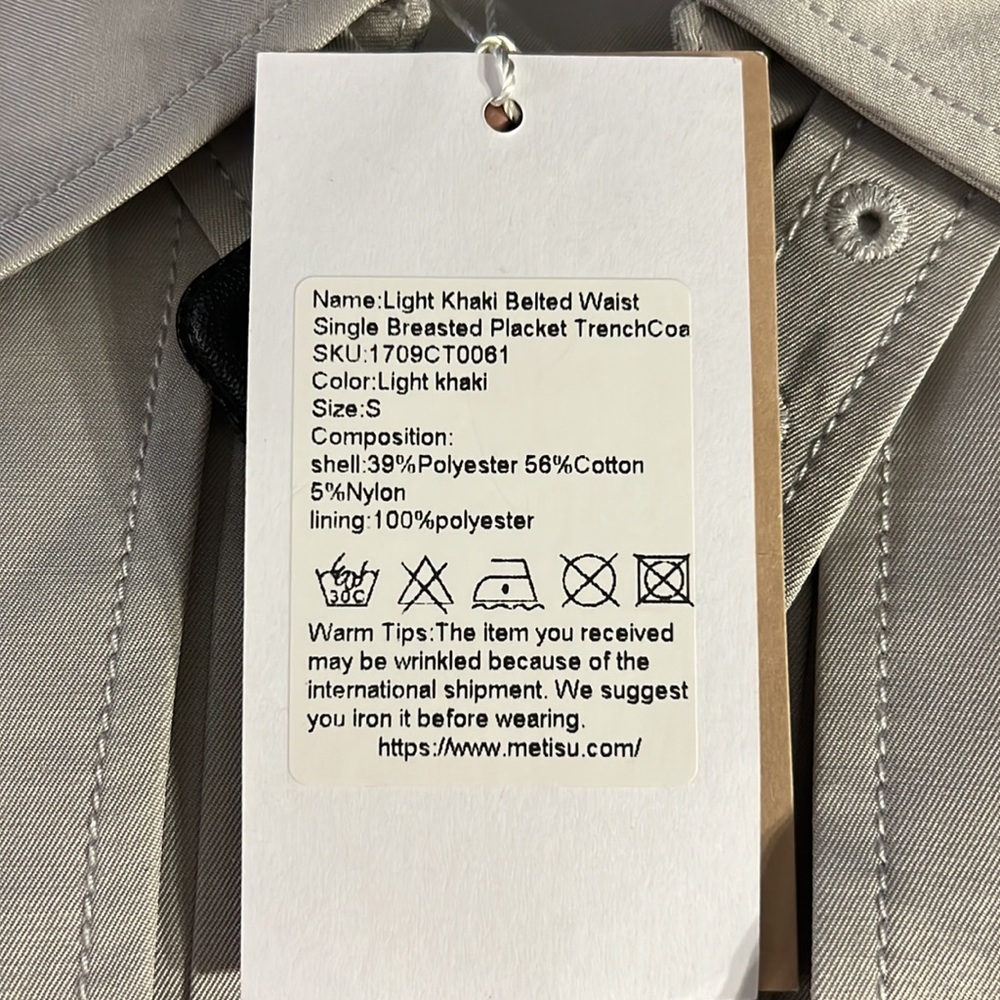 METISU Women’s Trench Coat, Lt. Khaki, Sz 6 - Picture 6 of 6